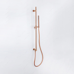 Fortifura Calvi Glijstangset - geïntegreerde wandaansluitbocht - doucheslang glad- staaf handdouche - Geborsteld koper PVD (Koper) SW1210170