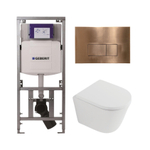 QeramiQ Dely Pack WC - 36,3x51,7cm - à fond creux - sans bride - réservoir encastré Geberit UP320 - abattant WC softclose 35 mm - plaque de commande en cuivre - boutons rectangulaires - blanc mat SW1235384