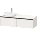 Duravit ketho 2 meuble sous lavabo avec plaque console et 2 tiroirs pour lavabo à gauche 160x55x45.9cm avec poignées anthracite blanc brillant SW772354