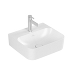 Villeroy & Boch Finion lave-mains 1 trou de robinetterie 43x39cm - ceramic+ sans trop-plein stone white SW209537