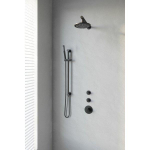 BRAUER Black Edition Regendoucheset inbouw - hoofddouche 20cm - 3 gladde knoppen - inclusief inbouwdeel - rechte wandarm - glijstang - handdouche staaf 1 stand - mat zwart SW486511