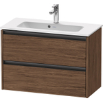 Duravit Ketho.2 Wastafelonderbouwkast - met 2 laden - 81x39x54.9cm - met grepen antraciet - donker noten mat SW772230