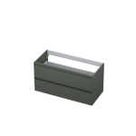 INK Wastafelonderkast - 100x45x52cm - 2 lades - greeploos - 45 graden afwerking rondom - MDF lak Mat beton groen SW416539