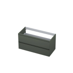 INK Wastafelonderkast - 100x45x52cm - 2 lades - greeploos - MDF lak - Mat beton groen SW416539