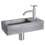 Differnz Ravo kit lave-mains - 38.5x18.5x9cm - Rectangulaire - 1 trou de robinet - Robinet chromé courbé - béton gris foncé SW705449
