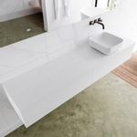 Mondiaz Lagom Meuble salle de bains 190x30.9x45cm Solid Surface Talc 2 tiroirs avec lavabo BINX vasque à poser Droite sans trous de robinet SW409086