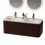 Royal Plaza Terra Edge Ensemble meuble de salle de bains - 120x44.7x46cm - vasque en solid surface blanc mat - 2 vasques - 2 trous de robinet - 2 tiroirs - châtaignier (noyer) SW1471917