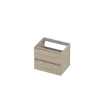 INK Wastafelonderkast - 60x45x52cm - 2 lades - greeploos - met houten keerlijst - MFC - Ivoor eiken SW798292