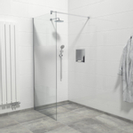 Van Marcke Douche à l'italienne 90x200cm verre de sécurité bande satinée anti-calcaire chrome SW238193