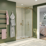 Crosswater Optix 10 Schuifdeur - 120x200cm - 10mm veiligheidsglas - met softclose - geborsteld messing (goud) SW700831