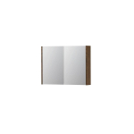 INK SPK1 Spiegelkast - 80x14x60cm - 2 deuren - dubbelzijdige Spiegel - schakelaar en stopcontact - eiken Massief eiken Chocolate SW440138