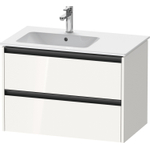 Duravit Ketho.2 Wastafelonderbouwkast - met 2 laden - voor waskom links - 81x48x54.9cm - met grepen antraciet - hoogglans wit SW772934