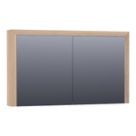 Saniclass Massief eiken Spiegelkast - 120x70x15cm - 2 links/rechtsdraaiende spiegeldeuren - Hout Smoked oak SW223493