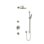 Hotbath Cobber IBS20 Ensemble de douche de tête encastré - bras mural 35cm - douche de tête ronde 20cm - douchette à main barre - barre de douche - nickel brossé SW440443