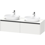 Duravit Ketho.2 Wastafelonderbouwkast - inclusief consoleplaat - met 2 laden - voor dubbele waskommen - 160x55x45.9cm - met handgrepen antraciet - wit mat SW772876