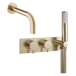 Crosswater MPRO Inbouw - thermostatisch badkraan horizontaal - 2 functies - met handdouche set - met uitloop - geborsteld messing (goud) SW641789