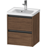 Duravit Ketho.2 Wastafelonderbouwkast - met 2 laden - 48.4x37.5x54.9cm - met grepen antraciet - donker noten mat SW772229