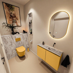 MONDIAZ TURE-DLUX Meuble toilette - 80cm - Ocher - EDEN - vasque Glace - position droite - sans trou de robinet SW1103411