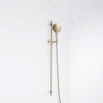 Fortifura Calvi glijstangset - met ronde handdouche - metalen doucheslang - PVD - geborsteld messing (goud) SW1159291