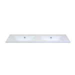 H&R Badmeubelen Gala Wastafel - 141x46x2cm - 2 wasbakken - 0 kraangaten - keramiek wit SW235656