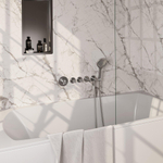 BRAUER Stripe Mitigeur thermostatique de baignoire - SET 02 - encastré - bec - douchette à 3 positions - flexible de douche - coude mural - couleur inox brossé PVD SW1435062