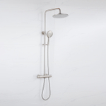 Fortifura Calvi Ensemble de douche de pluie - thermostatique - pomme de douche 30cm - flexible métallique - douchette ronde - Inox brossé PVD SW1204431