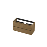 Ink fineer meuble sous lavabo 100x52x40cm 2 tiroirs sans poignée cadre tournant en bois naturel SW439209