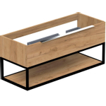 Thebalux onderkast type2 120cm 1x lade opbouwgreep Noëlla met frame mat zwart en 1x inleg  2x uitsparing tbv wastafels Epic Slimline Soft en Glacier incl witte sifonset SW768396
