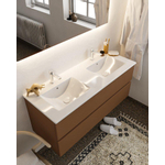 Mondiaz VICA Meuble Rust avec 2 tiroirs 120x50x45cm vasque lavabo Denia double 2 trous de robinet SW411194