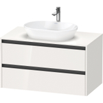 Duravit ketho 2 meuble sous lavabo avec plaque console et 2 tiroirs 100x55x56.8cm avec poignées anthracite blanc brillant SW772918