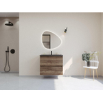 HR badmeubelen Infinity XXL 3D Ensemble meuble de salle de bains - 80 cm - 1 lavabo en céramique djazz noir mat - 1 trou de robinet - 2 tiroirs - charleston SW863466