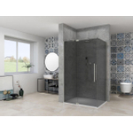 Van Rijn Products ST08 Nis Draaideur - 110x200cm - grijs rookglas - dikte 8mm - 2 delig - muurprofiel - stabilisatiestang - RVS SW956385