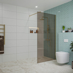 Fortifura Galeria Douche à l'italienne - 100x200cm - verre fumé - Laiton brossé SW876915