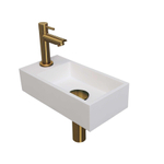 Ink Versus pack lave-mains – 36 x 18 x 9 cm – polystone blanc – perçage à gauche – robinet doré mat SW439661