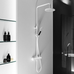 Hotbath Cobber ensemble de douche de tête thermostatique avec douche de tête ronde de 20cm douchette ronde blanc mat SW440449