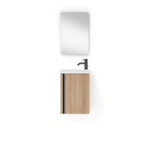 Saniclass Chaci Ensemble meuble lave-mains - 40x55cm - 1 porte - lavabo lave-mains en marbre minéral - avec miroir rectangulaire - chêne chaud SW1529797