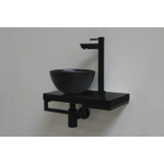 Proline Pack lave-mains 40x23cm avec vasque céramique noir mat gauche, plan noir et robinet, sipon et bonde noir mat SW536627