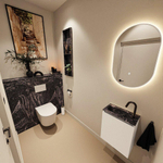 MONDIAZ TURE-DLUX Meuble toilette - 40cm - Talc - EDEN - vasque Lava - position gauche - 1 trou de robinet SW1103589