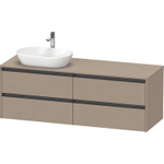 Duravit Ketho 2 wastafelonderbouwkast incl. consoleplaat met 4 laden voor waskom links 160x55x56.8cm met handgrepen antraciet Linnen mat SW772381