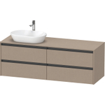 Duravit ketho meuble à 2 vasques avec console et 4 tiroirs pour vasque à gauche 160x55x56.8cm avec poignées anthracite lin mat SW772381