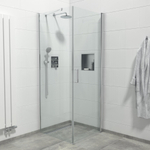 Saniclass Neptune Cabine de douche carrée 80x80x200cm 1 porte pivotante verre de sécurité 6mm anti-calcaire chrome SW238230