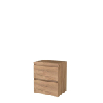 Basic-Line Start 46 ensemble de meubles de salle de bain 60x46cm sans poignée 2 tiroirs plan vasque mfc whisky oak SW638885