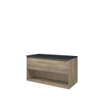 Proline top ensemble de meubles bas 100x46x54cm meuble avec étagère chêne brut et plaque de recouvrement pierre bleue pierre bleue SW657182
