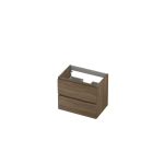 INK Wastafelonderkast - 60x40x52cm - 2 lades - greeploos - met houten keerlijst - MFC - Zuiver eiken SW439230