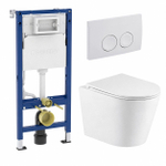 QeramiQ Dely Pack WC - réservoir encastré Geberit UP100 - plaque de déclenchement blanche - WC - Abattant WC - blanc mat SW656670