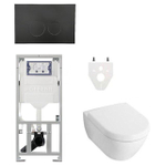 Villeroy & Boch Subway 2.0 DirectFlush Toiletset geberit reservoir bedieningsplaat ronde knoppen - softclose - mat zwart (wit) SW791660