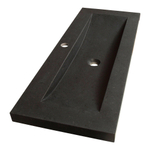 BRAUER Magma Lavabo peu profond 100x40x5cm - 1 bassin - 1 trou de robinet - pierre naturelle - basalte anthracite SW23897