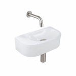 QeramiQ Fuente fonteinset – halfrond – 40x21.5x12 cm – keramiek wit glans – kraan geborsteld RVS SW1233098