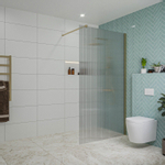 Fortifura Galeria inloopdouche - 110x200cm - ribbelglas - wandarm - PVD - geborsteld messing (goud) SW917142