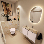MONDIAZ TURE-DLUX Meuble toilette - 80cm - Rosee - EDEN - vasque Frappe - position droite - sans trou de robinet SW1102966